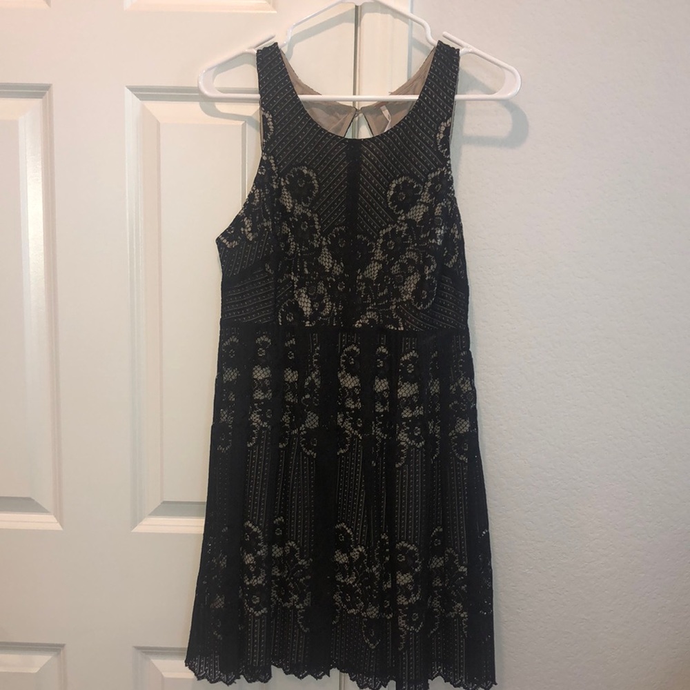 Free People Open Back, Black Lace Dress